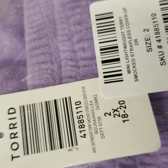 ❤️NWT VINTAGE TORRID SWIM COVER STRAPLESS TERRY BEACH DRESS COVER-UP LILAC PLUS - Picture 11 of 16
